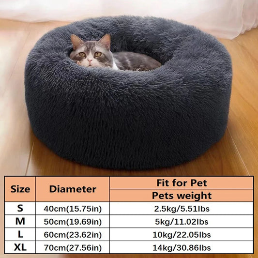 Soft Pet Cat Bed Pad Plush Warm Faux Fur dog Calm Bed Donut Round Bed Comfortable Sleeping Washable for Small Medium Dog and Cat